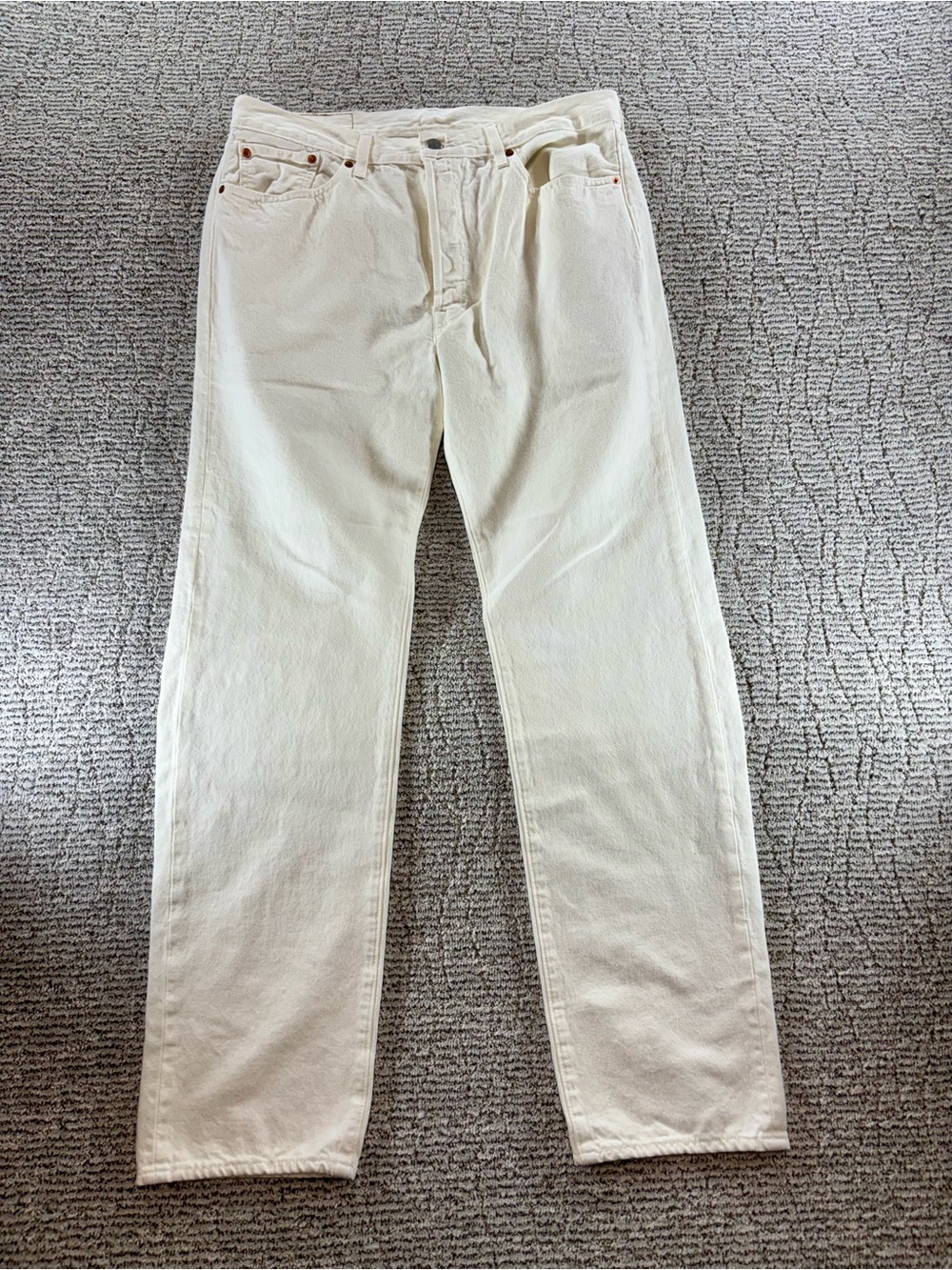 NEW Levi's x Denim Tears 501 Original Fit Men's 36/34 Cream Colored Jeans - Picture 2 of 14